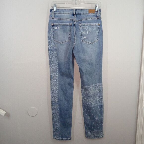 Judy Blue Maika Paisley Bandana Print Boyfriend Fit Jeans 26 Distressed - Picture 7 of 13